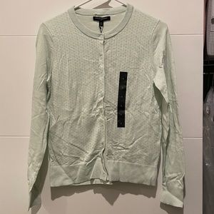 NEW BANANA REPUBLIC Forever Yarn Pastel Green Cardigan Button Pointelle S small